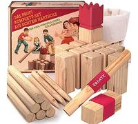 Juego Vikingo de Madera Maciza con Bolsa y repuestos: Tendencia escandinava para Exteriores. ¡Ajedrez Sueco para diversión Familiar! (Vikingo Rubber)