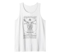 Juego Vintage Gamer Gaming Vitruvian Man Leonardo Da Vinci Camiseta sin Mangas