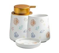 Juegos de Accesorios de Baño Juego de Accesorios de baño de cerámica con diseño oceánico, dispensador de jabón y Vaso for vajilla Decoración Rústica(3 Piece Set-Green)