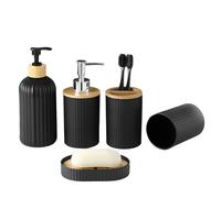 Juegos de accesorios de baño negros, dispensador de jabón de manos, vaso para cepillos de dientes, vaso para lavar y juego de jabonera para decoración de granja