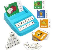 Juegos de aprendizaje de letras alemanas, juguete Montessori 3, 4, 5, 6 años, juego de ortografía con 64 tarjetas de aprendizaje, juguete educativo para preescolares, aprendizaje de idiomas, regalo
