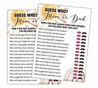 Juegos de baby shower boho Rainbow Guess Who Mom or Dad, 25 tarjetas neutrales de género del sol, juego de fiesta de revelación de género para mujeres, hombres, A29