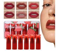 Juegos De Barra De Labios Para Mujeres,Lindo Bálsamo Brillante En Forma De Fresa 6 Piezas - Gloss De Labios Para Chicas | Para Mujeres Principiantes Familia Amigos Belleza Diario Oficinas Fiesta