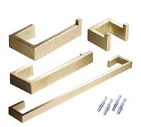 Juegos de Barra de Toallas de baño Doradas Juego de Hardware de baño de 4 Piezas de Acero Inoxidable montada en la Pared Rejilla de Toalla de 24 Pulgadas Soporte para Toallas para el toallero