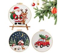 Juegos de bordado de Navidad para adultos - Sellado festivo completo, juego de bordado a mano de Navidad con patrón - Para mujeres y niñas madre vacaciones cumpleaños inauguración de la casa