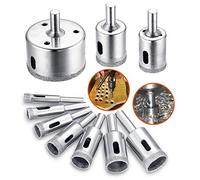 Juegos de brocas de diamante, juego de herramientas de brocas para taladro de cristal/azulejo/cerámica/mármol/porcelana, cortador de brocas de núcleo hueco con acero carbono 8-50 mm 10 piezas