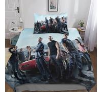 Juegos De Cama De Fast & Furious Estampado Funda Nordica Juego De Funda De Edredón Suave Transpirable Microfibra con Cremallera Y Fundas De Almohada, para Niños Y Adultos 135x200cm