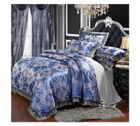 Juegos de Cama de Jacquard tamaño Queen King, 4 Piezas, Juego de Funda nórdica de satén con Encaje, Ropa de Cama para Boda, sábanas, Juego de Colcha de Lino y algodón, Juego de Cama