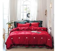 Juegos de Cama de Seda Size Size Cubre décimo de Cama de Cama Doble Juego de Cama Verde de Cama Cubierta nórdica Cubierta de colchas Planas cubas de Almohada de satén Suave Silky Satin Bordado King