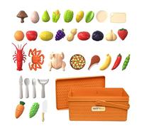 Juegos de comida para niños - ABS 28 x 17,7 x 12 cm, incluye de almacenamiento educativa para verduras artificiales, juego de juguetes para cortar alimentos, juego para una preparación