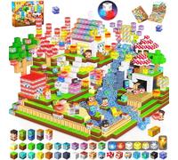 Juegos de Construcción Magnéticos 200 Piezas con LED, Bloques Magnéticos de Colores Estilo TNT, Cubos Magnéticos Educativos Luminosos, Regalo de Cumpleaños para Niños y Niñas 3-8 Años