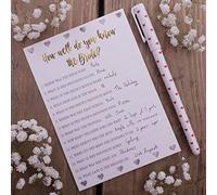 Juegos de despedida de soltera, «How Well Do You Know The Bride?» 1 paquete de 8 tarjetas de la colección Milano