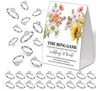 Juegos de despedida de soltera poner un anillo, decoraciones de despedida de soltera, tarjeta de juego de boda con girasoles de margaritas pequeñas, juegos de fiesta de compromiso, recuerdos de