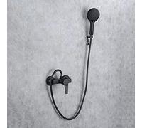 Juegos de Ducha Grifo Mezclador de Ducha con Cabezal de conversión de Mano, Conjunto de Ducha fría y Caliente Simple para baño montado en la Pared de Cobre Negro