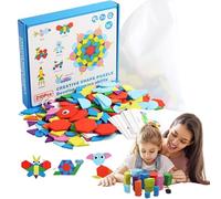 Juegos De Formas | Juego Geométrico Tangram De 210 Piezas Con Bloques Estampados - De Madera Con Formas - Idea De Regalo Cumpleaños Interior Exterior