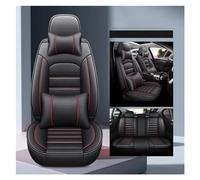 Juegos de funda de asiento Juego Completo De Fundas De Asiento De Cuero 5 Asientos Para Citroen C5 C2 Para C3-XR C3 C4 C6 C8 DS3 DS5 DS7 Fundas Protección cojín(Black red pillow)