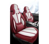 Juegos de funda de asiento Juego De Fundas Asiento Coche Cuero PU Con Soporte Lumbar Incorporado + 2 Fundas Para Reposacabezas + 1 Funda Para Volante Cómoda Protector Cubre Asiento Coche(Rojo)
