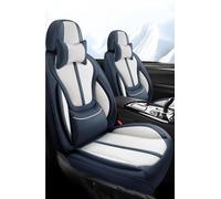 Juegos de funda de asiento Juego De Fundas Asiento Coche Cuero PU Con Soporte Lumbar Incorporado + 2 Fundas Para Reposacabezas + 1 Funda Para Volante Cómoda Protector Cubre Asiento Coche(Azul)