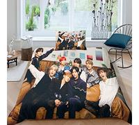 Juegos De Fundas Nórdicas De 3 Piezas 3D niños Vagabundos Stray Kids Juego De Ropa De Cama Suave Y Cómoda con Estampado Temático Single（135x200cm）