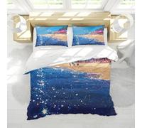 Juegos de Fundas para edredones Azul Azul Dream Ocean Beach Theme Clothes Set de Ropa de Cama para Las Vacaciones Hawaianas Funda de plástico de Microfibra con 4 ataduras 220x240cm