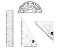 Juegos de geometría con transportador, regla triangular cuadrada, regla de metal, juego de transportador para estudiantes, oficina, matemáticas, geometría, 4 piezas