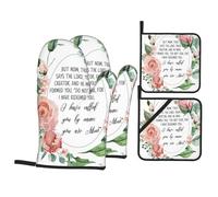 Juegos De Guantes De Horno De 4 Piezas Isaías 43 1, No Temas, Porque Yo Te He Redimido Manoplas Horno Resistentes Al Calor Reutilizables Agarraderas De Cocina, para Cocinar, Hornear, Barbacoas