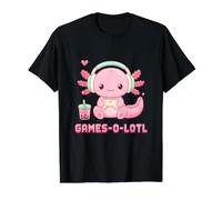 Juegos de Lotl Funny Axolotl Gamer Kawaii Bubble Tea Cute Camiseta gráfica económica, Hombre, Negro, L