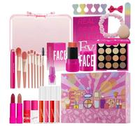 Juegos de Maquillaje | 26 Piezas De Sombras De Ojos Brillo De Labios Brochas De Maquillaje Cosméticos - Kit Cosmético Resistente Al Agua Para Bodas Teatro Y Sesiones De Fotos