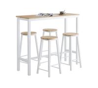 SoBuy Juego de Mesa Alta para Comedor, Conjunto de Bar con 4 Taburetes, Mesa de Cocina Moderna Ideal para Espacios Reducidos Blanco OGT22-WN