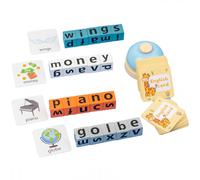 Juegos de ortografía con bloques de madera, juegos de construcción con bloques de competencia de palabras, estimulan la imaginación y la cre