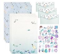 Juegos de Papel de Carta y Sobres con Temática Marina, 12 Sobres, 24 Papel de Carta, 36 Pegatinas de Sirena, Papel de Escribir y Sobres para Invitaciones, Tarjetas, Felicitaciones, Fiestas de Boda