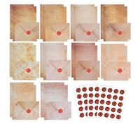Juegos de Papel de Papelería Vintage, Juego de Papel Sobres Vintage Incluir 50 Papel Antiguo Sobres, 50 A5 Papel de Escribir Vintage y 3 Pegatinas Sellos de Cera,Sobres Vintage Papel Antiguo