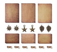 Juegos de Papel de Papelería Vintage,Papel de Carta Vintage Escribir Papelería con 6 Sobres Vintag 12 Papels Vintag 6 Cuerdas de Cáñamo 6 Colgantes Retro para Tarjetas de Felicitación
