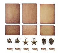 Juegos de Papelería Vintage,Papel de Carta Vintage Escribir Papelería con 6 Sobres Vintage 12 Papel Vintage 6 Cuerdas de Cáñamo 6 Colgantes Retro para Tarjetas de Felicitación