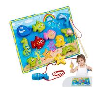 Juegos De Pesca Para Niños - Bloques De Mascotas De Madera, Juguetes De Enhebrar Para Animales, Juguetes De Pesca Multifuncionales, Juegos De Pesca Para Niños Pequeños, Juguetes De Puzzle De Pesca De