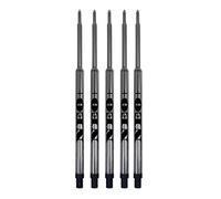 Juegos de recargas de bolígrafos compatibles con bolígrafos Waterman. Recargas de bolígrafo suave de punto medio (SET DE 5 TINTA NEGRA)