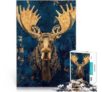 Juegos de relajación Alce Dorado Puzzle de 1000 Piezas para Adultos 50x75cm con Piezas de Formas aleatorias Que se entrelazan Completamente