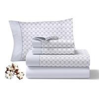 Juegos De Sabanas 90x200CM 3 Piezas 100% Algodón 144 Hilos Ajuste Preciso Colchon 30CM Altura Suaves Transpirables Lavables Diarias Ropa Cama Hogar Modelo Refugio Color Azul 1 Funda Almohada