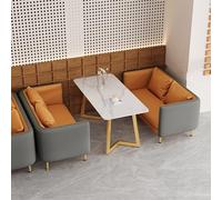 Juegos de sofás y mesas de comedor informales, sofás for cabinas de reuniones y recepciones de negocios, marco de hierro forjado y espuma de alta resiliencia, for cafeterías(Orange,230*128cm)