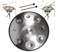 Juegos De Tambores Handpan, Tambor De Mano Kurdo De 22 Pulgadas En Re Menor, Instrumento De Tongue Drum De 9/10/12 Notas For Interpretación Profesional(Silver,9 Notes (440Hz))