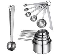 Juegos de Tazas y Cucharas Medidoras de Acero Inoxidable Apilable Medición de Cucharas para Medir Líquidos y Los Ingredientes Secos 12Pcs