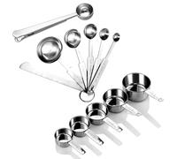Juegos de Tazas y Cucharas Medidoras de Acero Inoxidable Apilable Medición de Cucharas para Medir Líquidos y Los Ingredientes Secos 12Pcs