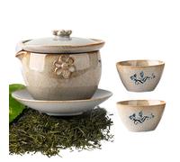 Juegos de té para adultos | Juego de té portátil apilable - Juego de tazas de cerámica anticaldo para el hogar, oficina, , viajes, restaurante al aire libre