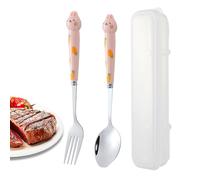 Juegos de utensilios de cocina, cubiertos de acero inoxidable | Juego de cubiertos de conejo lindo | Juegos de cubiertos portátiles pulidos espejo, conjunto de cuchara y tenedor modernos en un