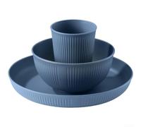 Juegos de vajilla de paja, 3 piezas, platos y cuencos, juego de vajilla reutilizable, tazas de cocina, platos y cuencos (azul)