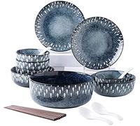 Juegos de Vajilla - Juego de Servicio de Platos de Regalo de Lujo, Juegos de Vajilla de Cerámica, 17 Piezas Juego de Vajilla Retro con Esmalte de Horno de Estilo Nórdico Tazón/Cuchara/Plato - Fiesta