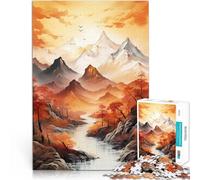Juegos educativos Decoración del hogar Paisaje de montañas otoñales Rompecabezas de 1000 Piezas para Adolescentes 26x38cm Una Obra de Arte para Mayores de 14 años