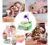 Juegos Educativos Niños 2 Años Gramófono para niños con 96 tarjetas, reproductor de música con cuentos para niños, juguetes para niños y niñas, educación infantil, cumpleaños, de 3 a (Purple, 10.5cm)