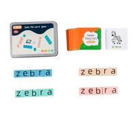 Juegos Educativos Niños 3 Años Tarjeta de Madera, Juguetes de ortografía de Palabras, Juguetes educativos para Edades tempranas, Divertidos Juegos de reconocimiento de Palabras y (Blue, One Size)