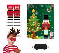 Juegos navideños: Pin The Hat, vendas festivas, divertidos juegos navideños, juego de de ropa de Cascanueces y kit de accesorios para fiestas | Juego interactivo de vacaciones para familia, fe